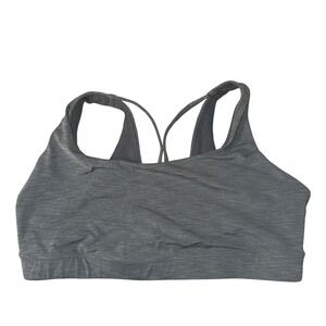 Athleta Sports Bra 1X Gray Heathered Strappy Back Yoga Activewear